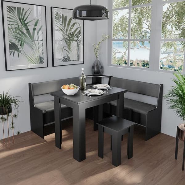 Roman hörnbänkgrupp, 150 x 41,5 cm med bord, Svart, Vicco