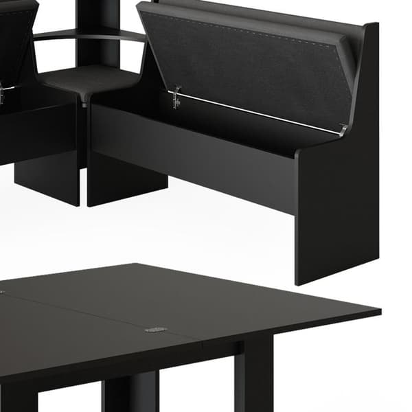 Roman hörnbänkgrupp, 150 x 41,5 cm med bord, Svart, Vicco