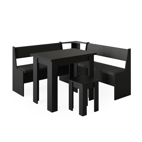 Roman hörnbänkgrupp, 150 x 41,5 cm med bord, Svart, Vicco