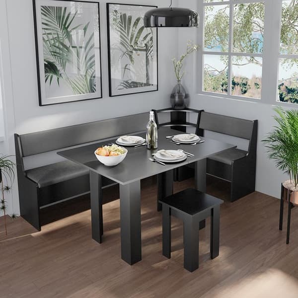 Roman hörnbänkgrupp, 120 x 41,5 cm med bord, Svart, Vicco