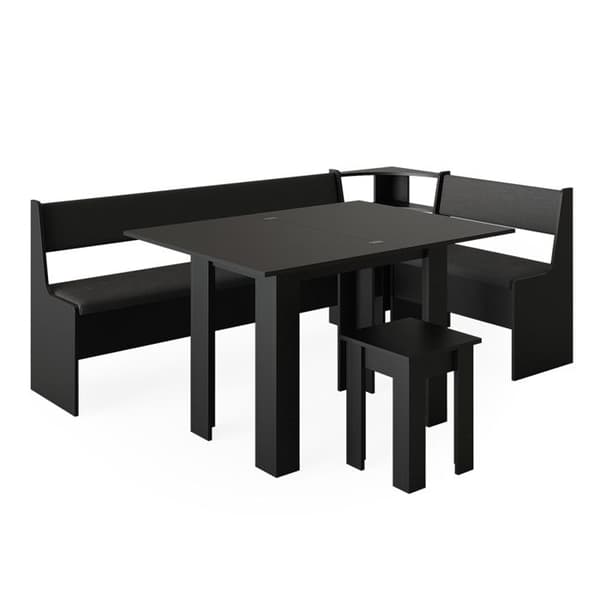 Roman hörnbänkgrupp, 120 x 41,5 cm med bord, Svart, Vicco
