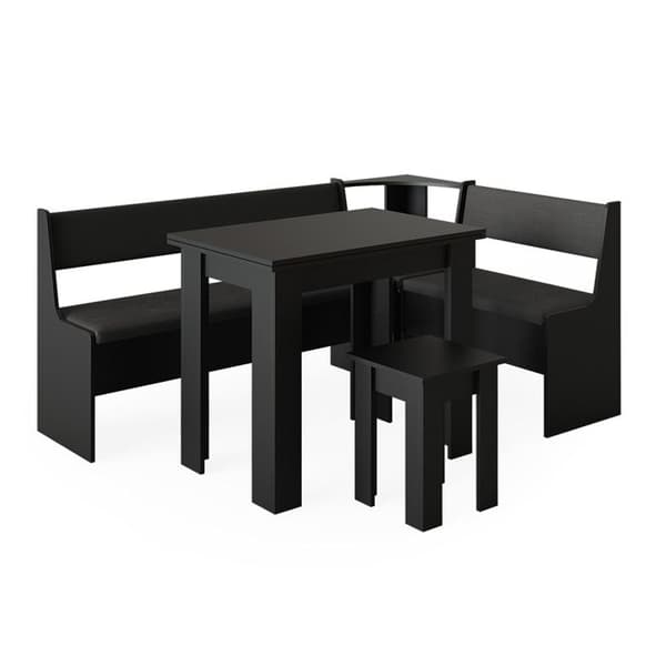 Roman hörnbänkgrupp, 120 x 41,5 cm med bord, Svart, Vicco