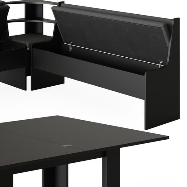 Roman hörnbänkgrupp, 180 x 41,5 cm med bord, Svart, Vicco