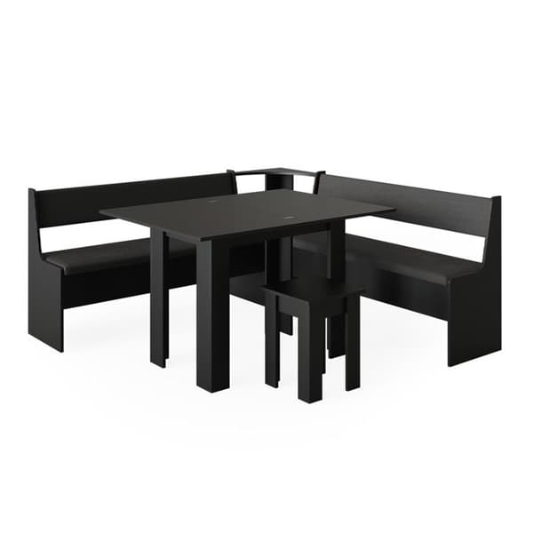 Roman hörnbänkgrupp, 180 x 41,5 cm med bord, Svart, Vicco