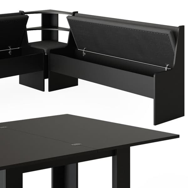Roman hörnbänkgrupp, 180 x 41,5 cm med bord, Svart, Vicco