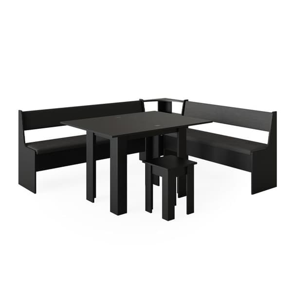 Roman hörnbänkgrupp, 180 x 41,5 cm med bord, Svart, Vicco