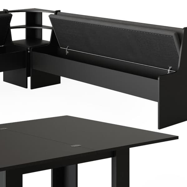 Roman hörnbänkgrupp, 210 x 41,5 cm med bord, Svart, Vicco