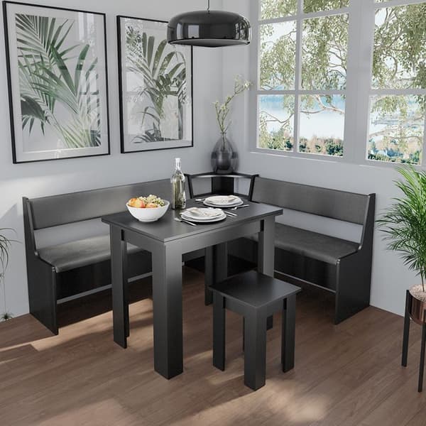 Roman hörnbänkgrupp, 150 x 41,5 cm med bord, Svart, Vicco
