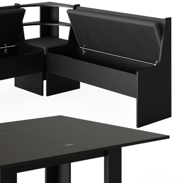 Roman hörnbänkgrupp, 150 x 41,5 cm med bord, Svart, Vicco
