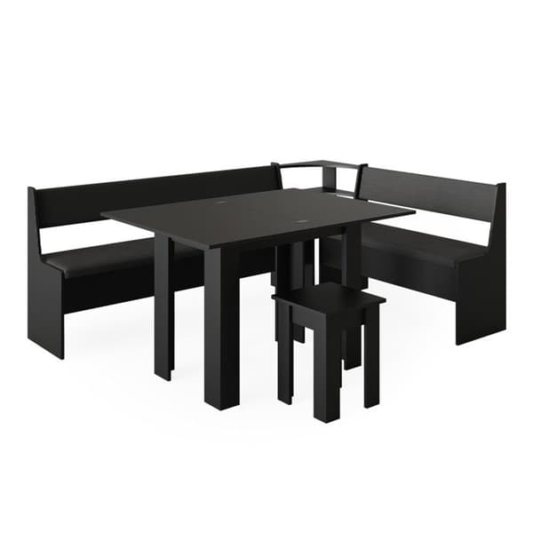 Roman hörnbänkgrupp, 150 x 41,5 cm med bord, Svart, Vicco