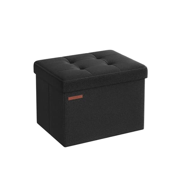 Rootz Black Seat arkku - Ottomaanit - Säilytyslaatikko - Pellavajäljitelmä - MDF - Vaahtomuovi - 31cm x 41cm x 31cm