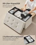 Pikkukuva 4 / 7: Rootz Cream White Istuinrinta - Säilytys ottomaanit - Pehmustettu penkki - MDF Velvet Foam - 38cm x 76cm x 38cm - 5,6kg - 300kg Kapasiteetti