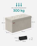 Pikkukuva 5 / 7: Rootz Cream White Istuinrinta - Säilytys ottomaanit - Pehmustettu penkki - MDF Velvet Foam - 38cm x 76cm x 38cm - 5,6kg - 300kg Kapasiteetti