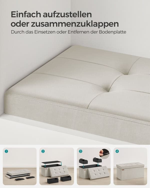 Rootz Cream White Istuinrinta - Säilytys ottomaanit - Pehmustettu penkki - MDF Velvet Foam - 38cm x 76cm x 38cm - 5,6kg - 300kg Kapasiteetti
