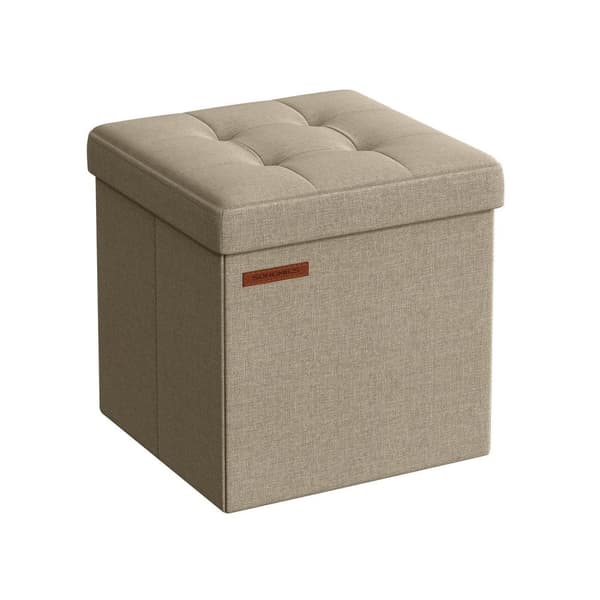 Rootz-istuimen rintakehä - Säilytysjakkara - Jalkatuki - MDF ja pellava - 25D Foam - 30cm x 30cm x 30cm