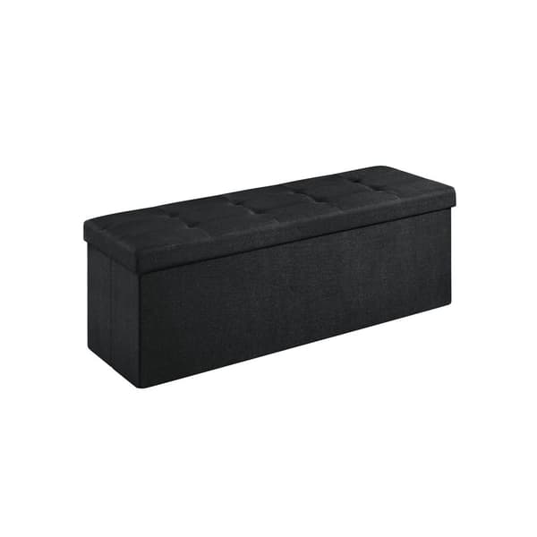 Rootz opbevaring osmannisk bænk - Sort - Imiteret linned - MDF - Skum - 110 cm x 38 cm x 38 cm - 300 kg Kapacitet