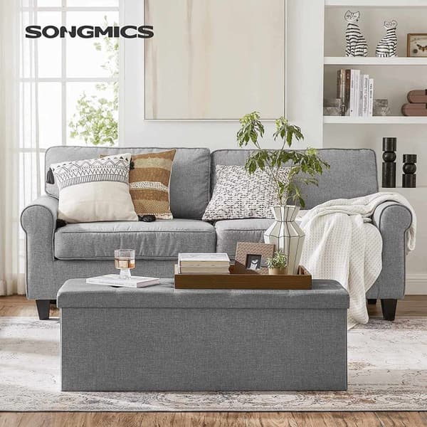 Rootz Opbevaringsbænk - Sædekiste - Ottoman - Linnedpolstring - MDF-konstruktion - 110 cm x 38 cm x 38 cm