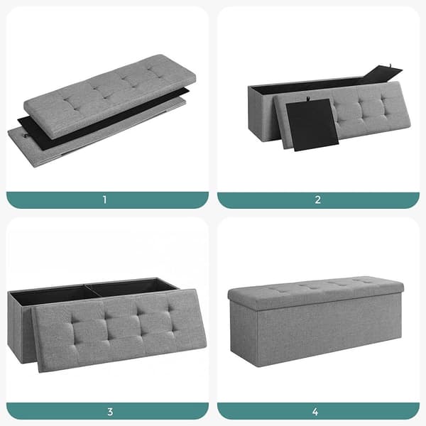 Rootz Opbevaringsbænk - Sædekiste - Ottoman - Linnedpolstring - MDF-konstruktion - 110 cm x 38 cm x 38 cm