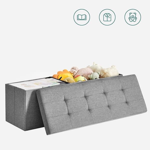 Rootz Opbevaringsbænk - Sædekiste - Ottoman - Linnedpolstring - MDF-konstruktion - 110 cm x 38 cm x 38 cm