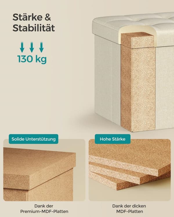 Rootz-istuimen rintakehä - Säilytysjakkara - Jalkatuki - MDF-verhoiltu - 30cm x 30cm x 30cm