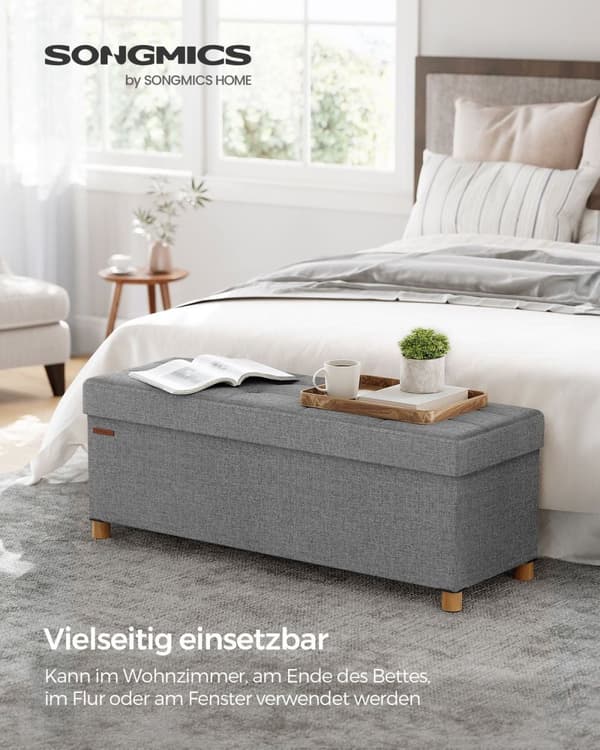 Rootz-istuinarkku - Säilytyspenkki - Ottomaanit - Pellavakangas - 38cm x 110cm x 40cm - Vaahtomuovipehmuste - MDF - Tilavuus 112L