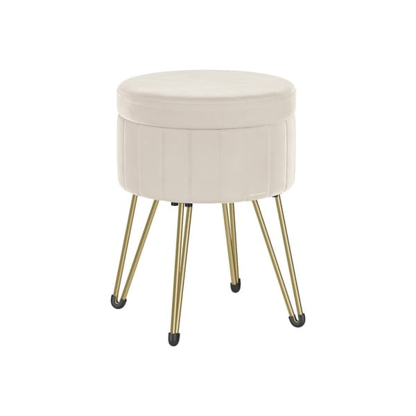 Rootz Velvet Ottoman skammel - Cremehvid - Rundt sæde - Polstret fodstøtte - Kompakt design - 39 cm D x 44,4 cm H