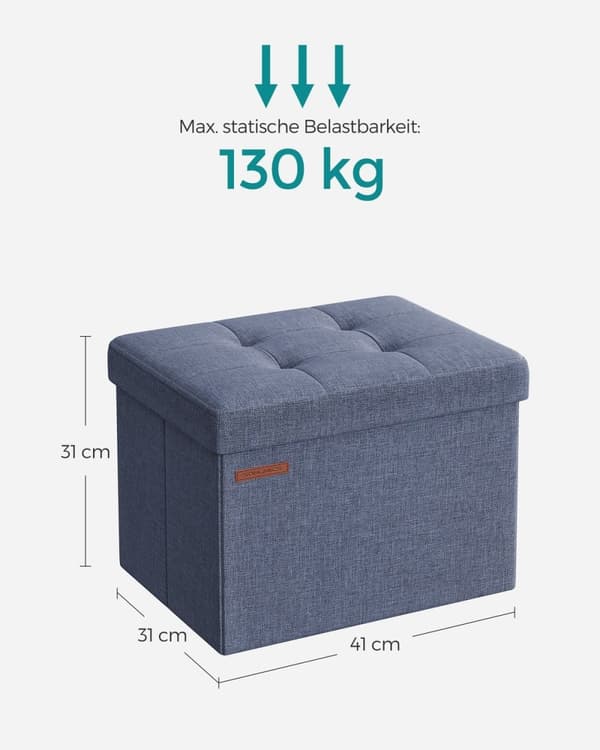 Rootz Ottoman Storage Pall - Förvaringsbänk - Fotstöd - Imiterad linne - MDF - Skum - 31cm x 41cm x 31cm