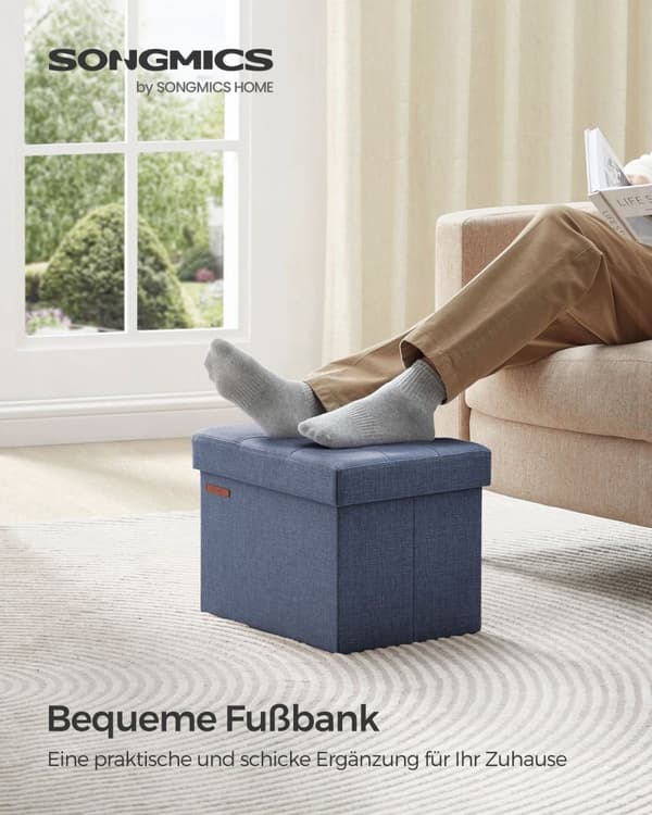 Rootz Ottoman Storage Pall - Förvaringsbänk - Fotstöd - Imiterad linne - MDF - Skum - 31cm x 41cm x 31cm