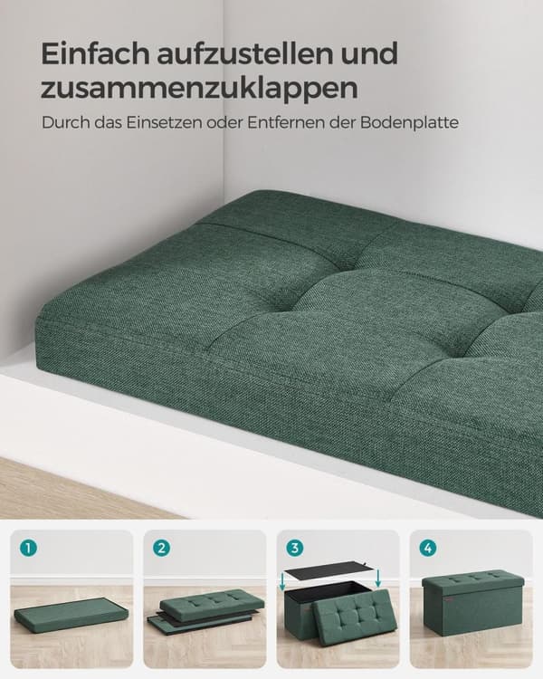 Rootz Vintage Green Seat Rinta - Säilytys ottomaani - Pehmustettu jakkara - MDF-rakenne - 38cm x 76cm x 38cm