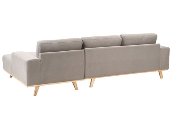 Hörnsoffa Taupe Klädsel Polyestertyg Ljusa Träben Kudde Ryggstöd Modern Design