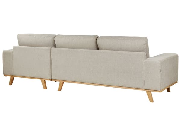 Hörnsoffa Beige Klädsel Polyestertyg Ljusa Träben Kudde Ryggstöd Modern Design
