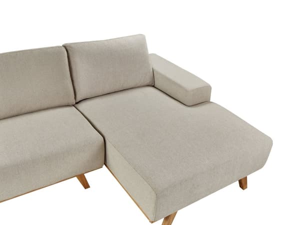 Hörnsoffa Beige Klädsel Polyestertyg Ljusa Träben Kudde Ryggstöd Modern Design