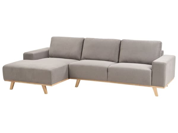 Hjørnesofa Taupe møbeltrekk Polyesterstoff Lyse treben Puterygg Moderne design