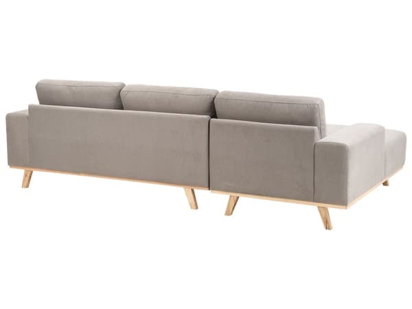 Hjørnesofa Taupe møbeltrekk Polyesterstoff Lyse treben Puterygg Moderne design