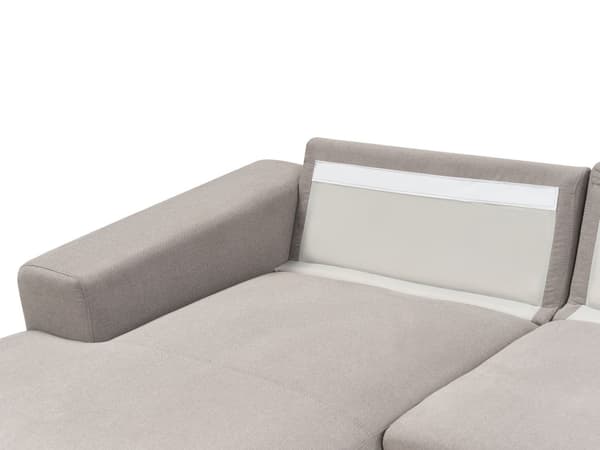 Hjørnesofa Taupe møbeltrekk Polyesterstoff Lyse treben Puterygg Moderne design