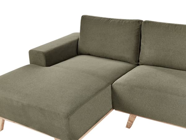 Hjørnesofa Grønt møbeltrekk Polyesterstoff Lyse treben Puterygg Moderne design
