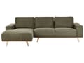 Miniatyrbilde 1 av 11: Hjørnesofa Grønt møbeltrekk Polyesterstoff Lyse treben Puterygg Moderne design