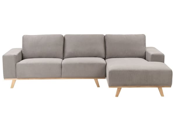 Hjørnesofa Taupe møbeltrekk Polyesterstoff Lyse treben Puterygg Moderne design