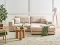 Miniatyrbillede 2 af 11: Hjørnesofa med Chaiselong Beige Velour 3 Personers Sofa L Formet Dyb Sofahjørne Siddemøbel Blød Stofsofa Venstrevendt Flydersofa