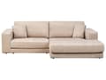 Miniatyrbillede 1 af 11: Hjørnesofa med Chaiselong Beige Velour 3 Personers Sofa L Formet Dyb Sofahjørne Siddemøbel Blød Stofsofa Venstrevendt Flydersofa