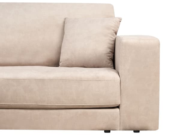 Hjørnesofa med Chaiselong Beige Velour 3 Personers Sofa L Formet Dyb Sofahjørne Siddemøbel Blød Stofsofa Højrevendt Flydersofa