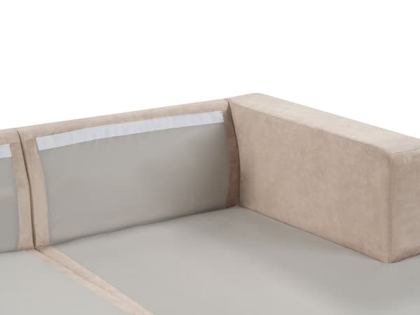 Hörnsoffa Vänster 3-sits Soffa Beige Sammet Klädsel Extra kuddar Minimalistisk Modern Stil
