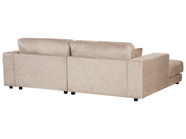 Hörnsoffa Höger 3-sits Soffa Beige Sammet Klädsel Extra kuddar Minimalistisk Modern Stil
