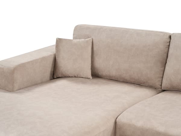 Hörnsoffa Höger 3-sits Soffa Beige Sammet Klädsel Extra kuddar Minimalistisk Modern Stil