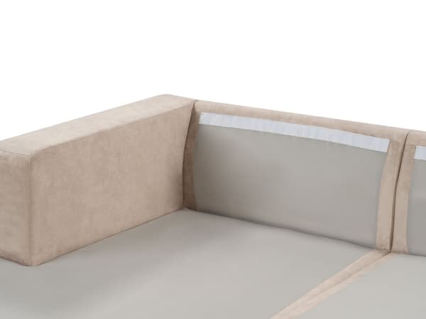 Hörnsoffa Höger 3-sits Soffa Beige Sammet Klädsel Extra kuddar Minimalistisk Modern Stil