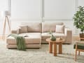Miniatyrbild 2 av 11: Hörnsoffa Höger 3-sits Soffa Beige Sammet Klädsel Extra kuddar Minimalistisk Modern Stil