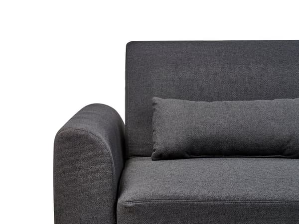 Hörnsoffa Vänster Svart Klädsel Polyestertyg Ljusa Träben Kuddar Modern Design Bäddsoffa