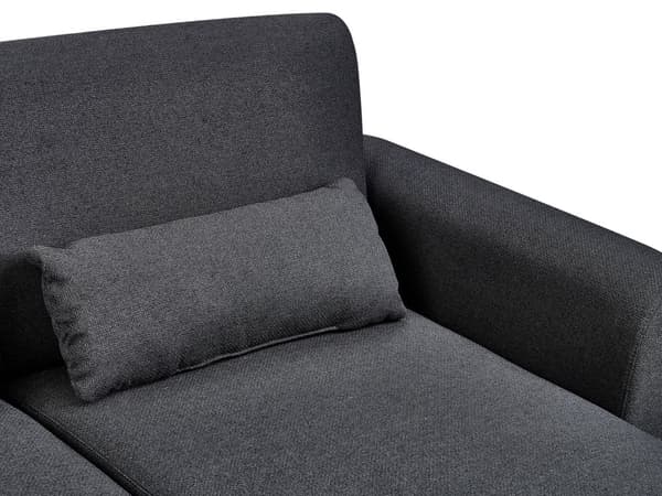 Hörnsoffa Vänster Svart Klädsel Polyestertyg Ljusa Träben Kuddar Modern Design Bäddsoffa