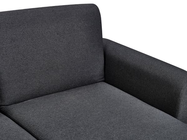 Hörnsoffa Vänster Svart Klädsel Polyestertyg Ljusa Träben Kuddar Modern Design Bäddsoffa