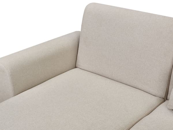 Hörnsoffa Höger Ljusbeige Klädsel Polyestertyg Ljusa Träben Kuddar Modern Design Bäddsoffa